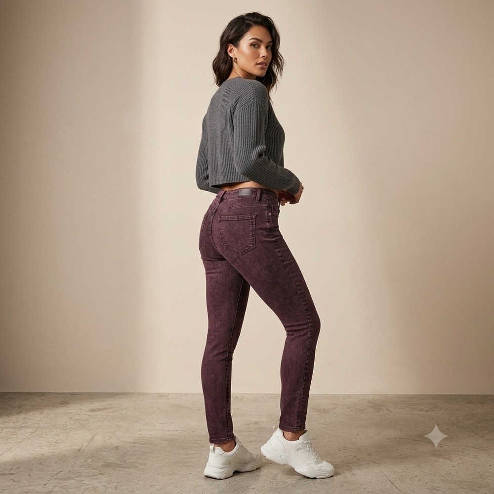 Liverpool High-Rise Ankle Jeans Women 6 Root Beer Purple Acid Wash Skinny Jeans